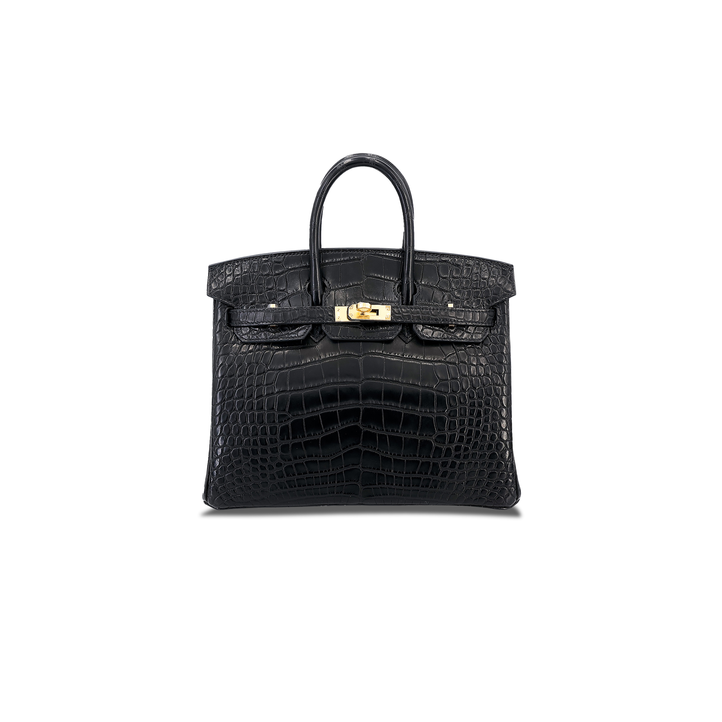 H**mes master birkin 25 89 black alligator matte gold buckle bag 8222496586 (25*20*13cm)